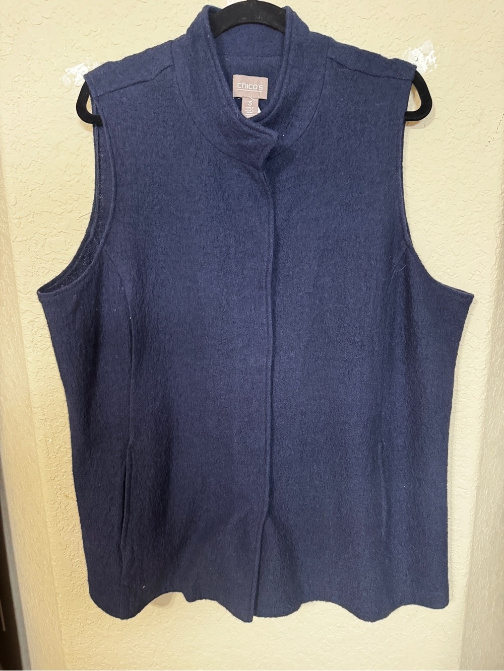 Chico's Xandria Boiled Wool Vest in Deep Navy Size 3/XL